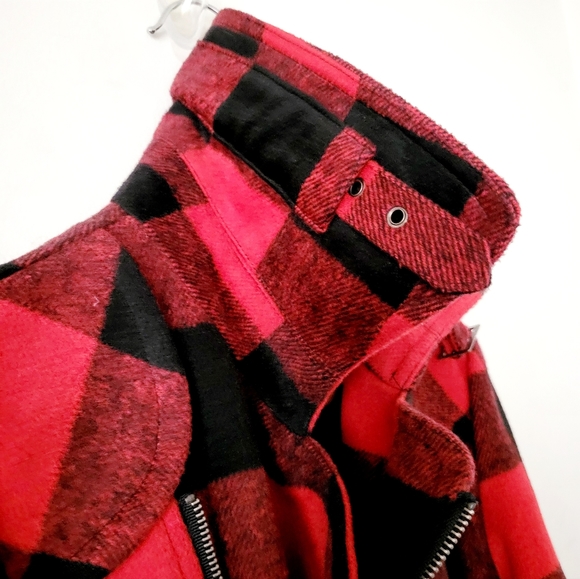 Hydraulic Buffalo Plaid Asymmetrical Blend Moto Jacket Size L - Picture 9 of 15